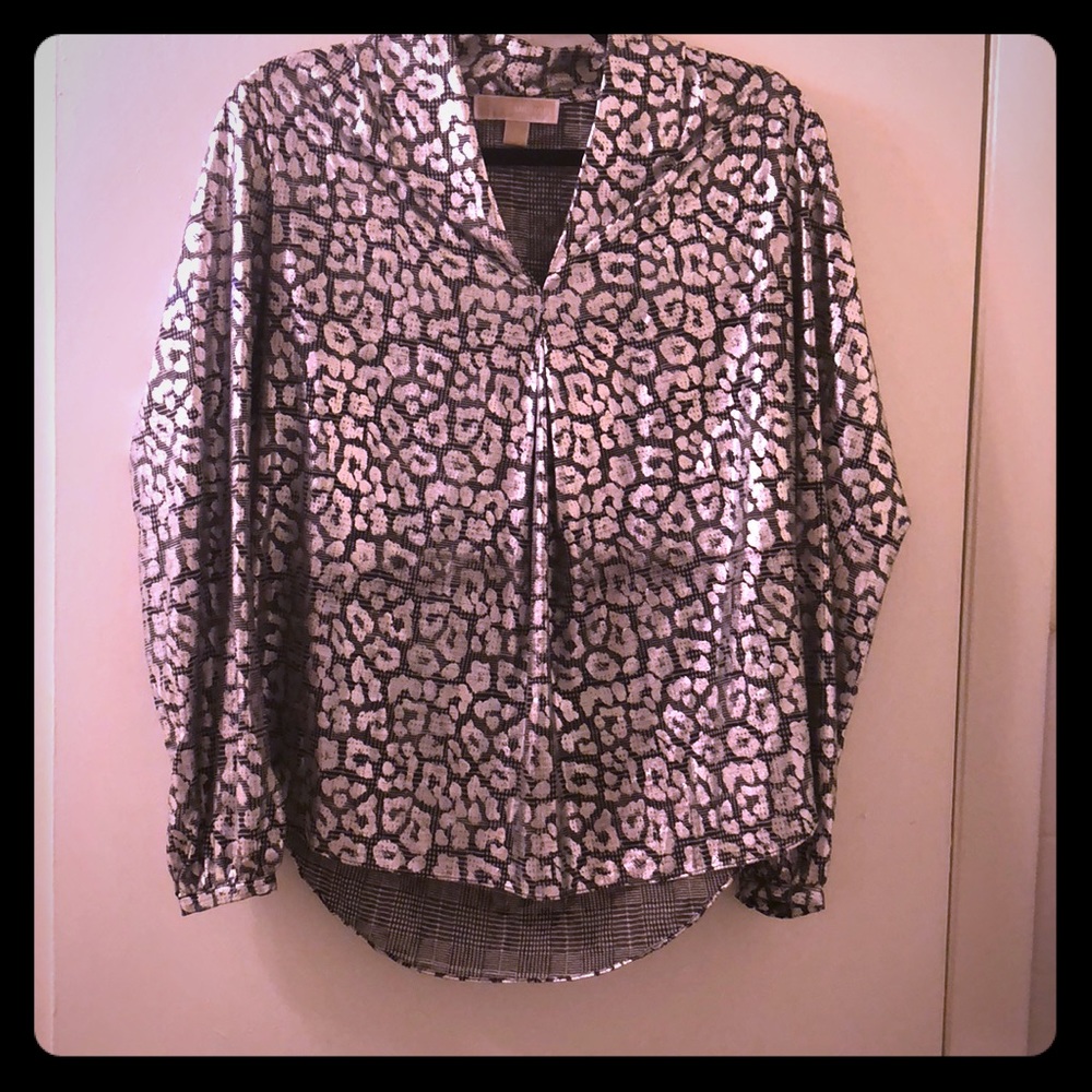 Metallic Cheetah print Silk-Georgette Blouse